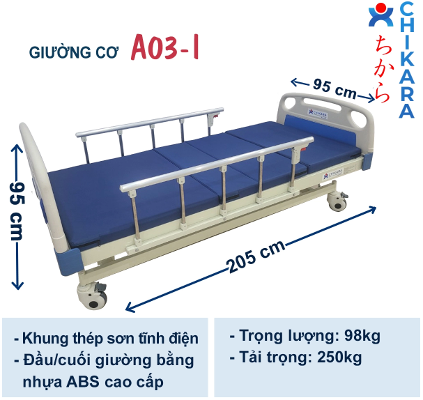 Thông số kỹ thuật giường bệnh nhân đa năng A03-I